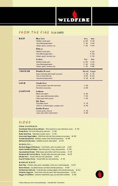 Wildfire Menu 2